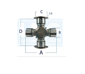 Cruceta Cardan Ford 1621/1624/1630 Iveco Eucargo 230E22/230E24 VW 16300/17300/23310/24220  A=157.00 B49,20 C=61,90 D=154,70 UNIF 3/8