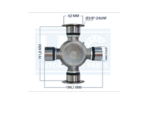 Cruceta Cardan Ford 2831/2932E/4030/4331/5031/5032/4432E Novo Cargo MB O400RS/O400RSD/O400RSE VW 18310/31310 A=194,10 B=49,20 C=61,90 D=191,80 UNF 3/8